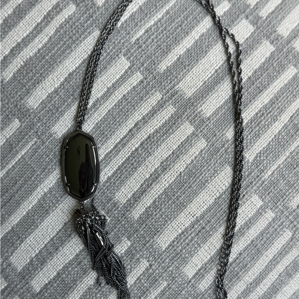 Kendra Scott Black Pendant Necklace Gun Metal